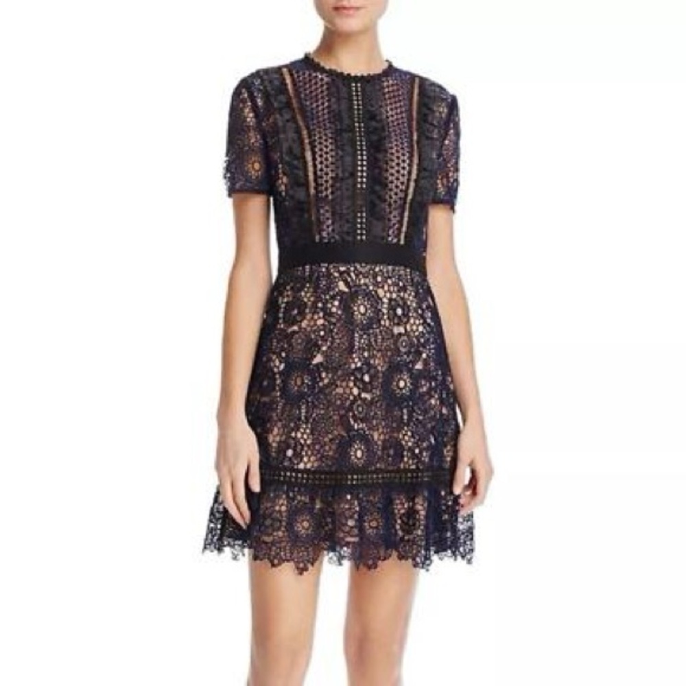 Aqua Elegant Navy Lace Dress NWT